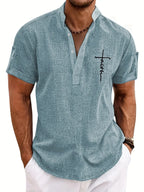 Leblanc™ | Camisa elegante de manga corta y cuello alto