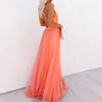 DELACROIX | Vestido Maxi Luminoso Coral
