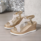 Elegantes sandalias sin cordones para mujer con tacón de cuña