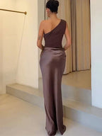 Luna™ | Vestido Maxi de Satén con apertura – Elegancia para la noche