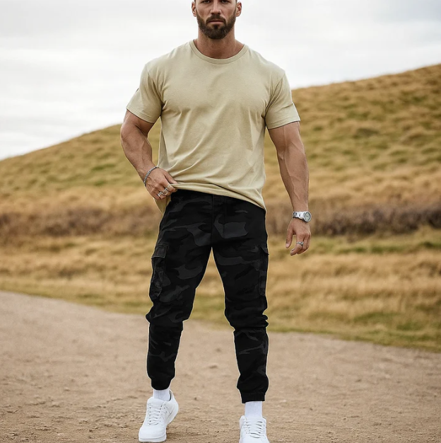 Pantalón utilitario resistente para hombre con múltiples bolsillos