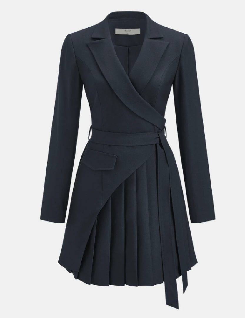 Johanna | Vestido blazer plisado con cinturón.