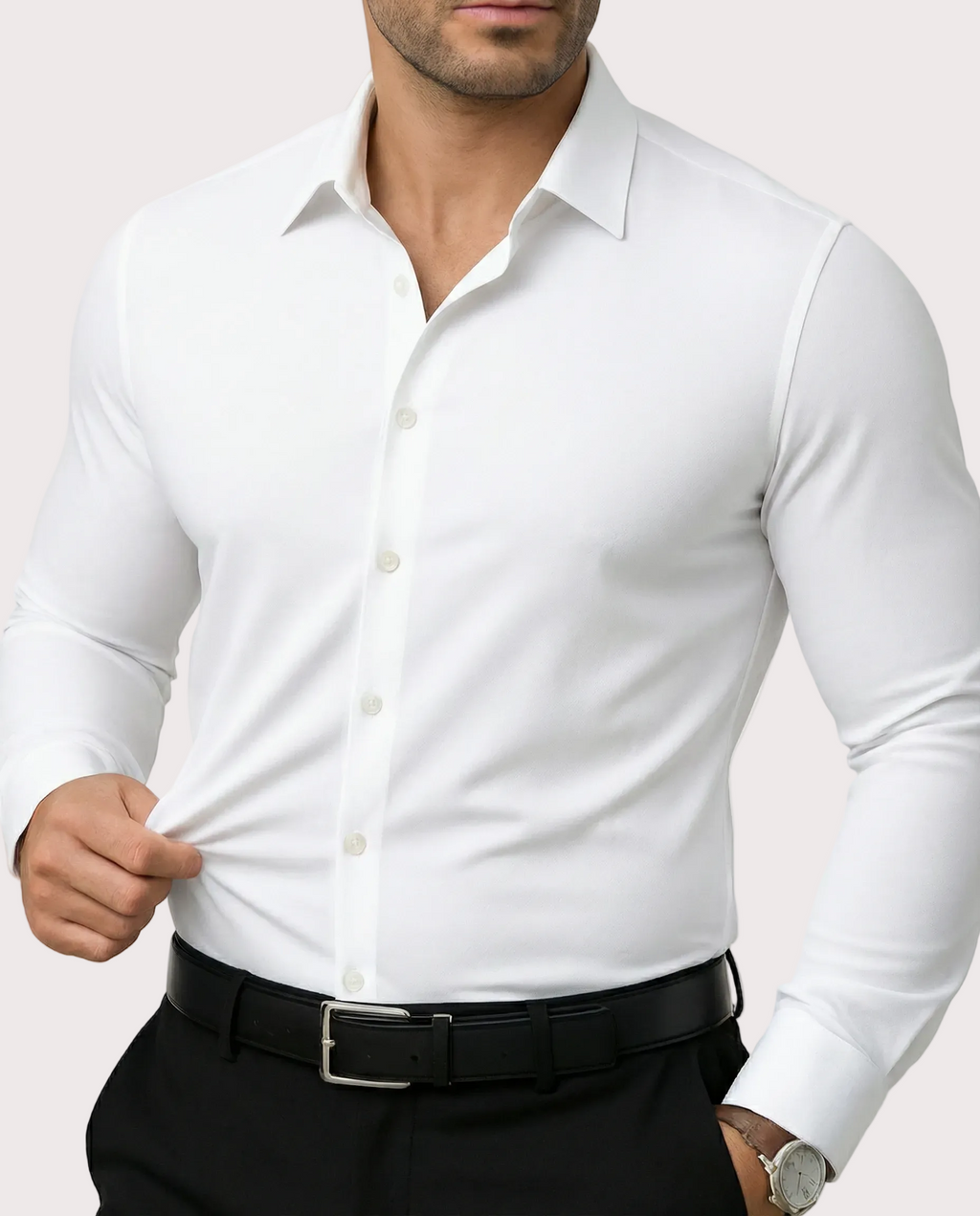 Camisa azul elastizada