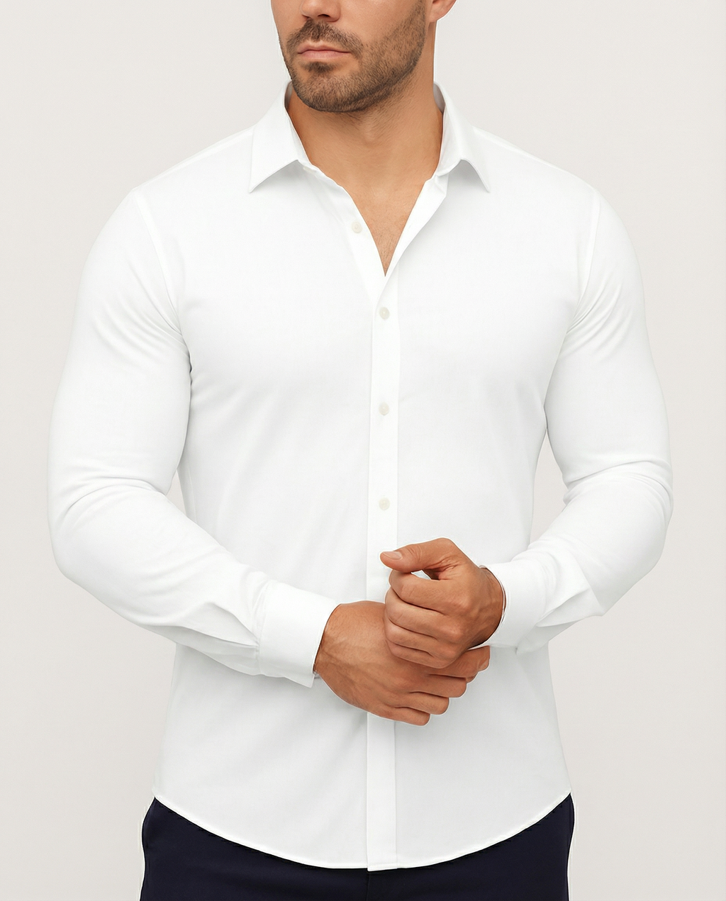 Camisa azul elastizada
